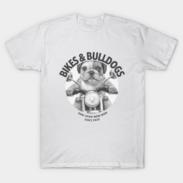 a cute baby bulldog riding on a motorcycle Sticker T-Shirt by Carlito